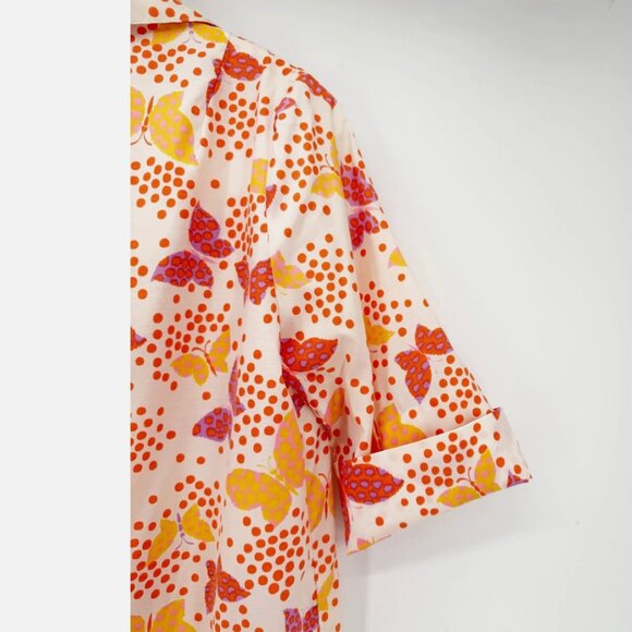 Vtg I. MAGNIN & CO. Butterfly Print Shirt Dress Sz 8 1950s - Picture 3 of 6